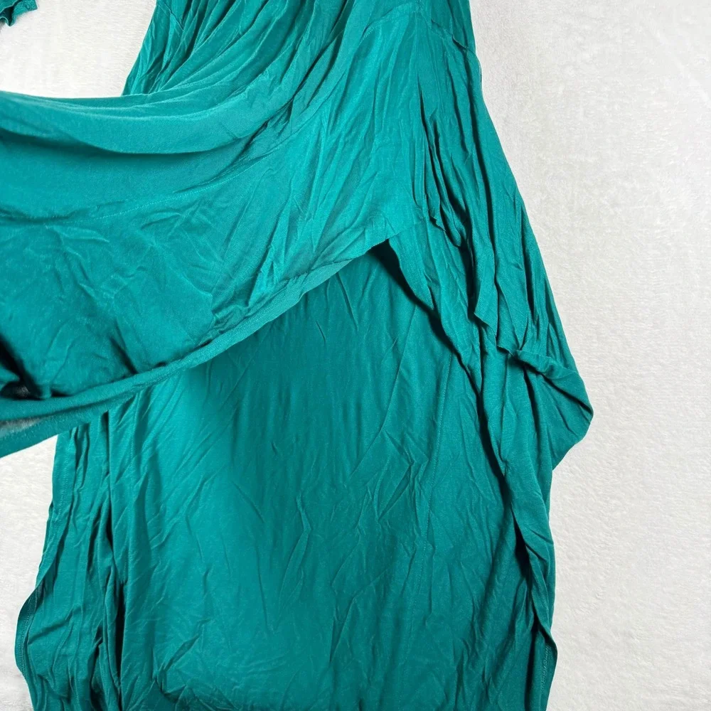 FP Beach Free People Teal Green Smocked Waist High-Low Maxi Dress XS Long Sleeve